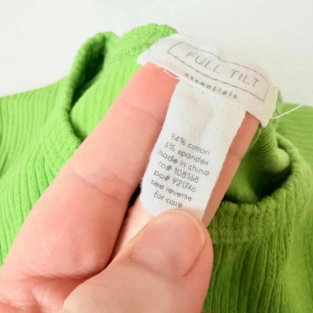 Full Tilt Girls' XL Ribbed Green Lettuce Hem T-Shirt - Picture 5 of 5